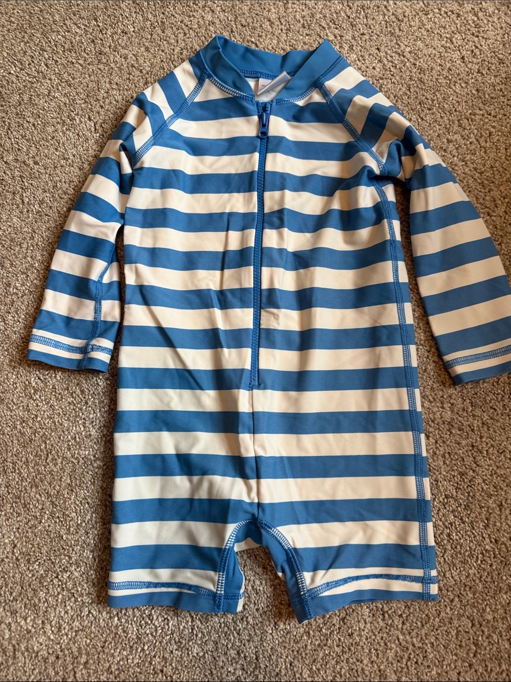 Hanna Andersson Blue and White Striped Kids One-Piece Swim Suit